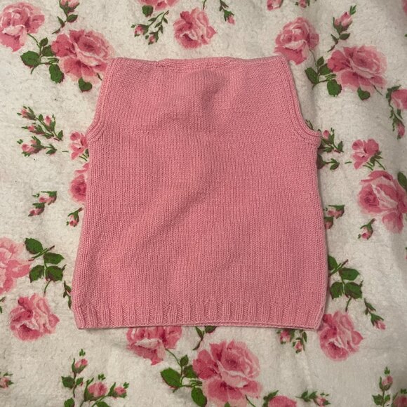 XXS 80s Handmade Pink and white v neck sweater vest! - Picture 13 of 13